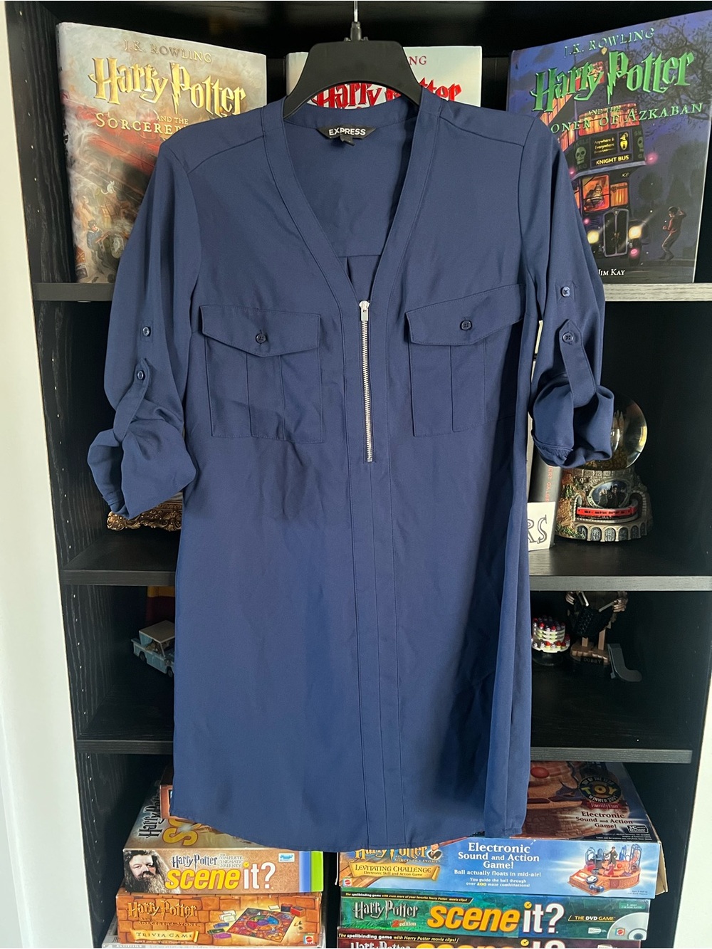Express Navy Zip-Front Tunic Dress